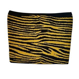 Aritzia Babaton Black and Yellow Zebra Print Striped Sculpt Knit Tube Top Shirt